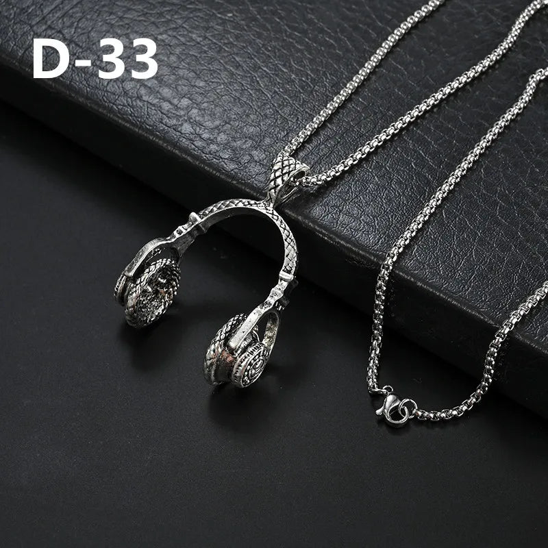 Punk Chain Robot Dinosaur Smile Face Pendant Alloy Necklace NA053