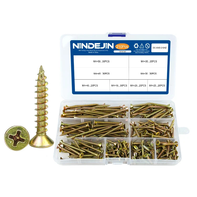 Zinc Plated Steel Self-Tapping Screw CSK Phillips Cross Drive Wood Chipboard Screws Metric Measurement System