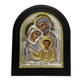 HT 19cm Byzantine Holy Family Icon Orthodox Holy Family Icon Alloy Embossed Icon with Arched Wooden Frame Home Prayer Decor