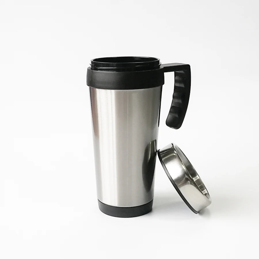 Topjlh 15oz Cone Travel Car Mug Food Grade PP Inner 201 Stainless Steel Outer Sublimation Ready Custom Logo Cup