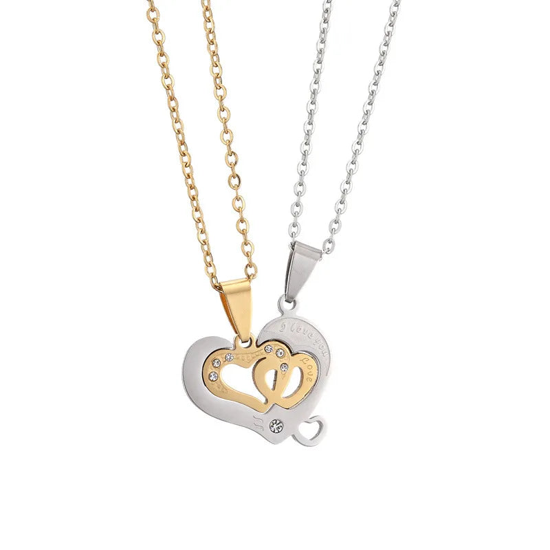 MIENTER Stainless Her King Her Queen Pendant Necklace Fashion Necklace 2pcs/set for Lover Couples