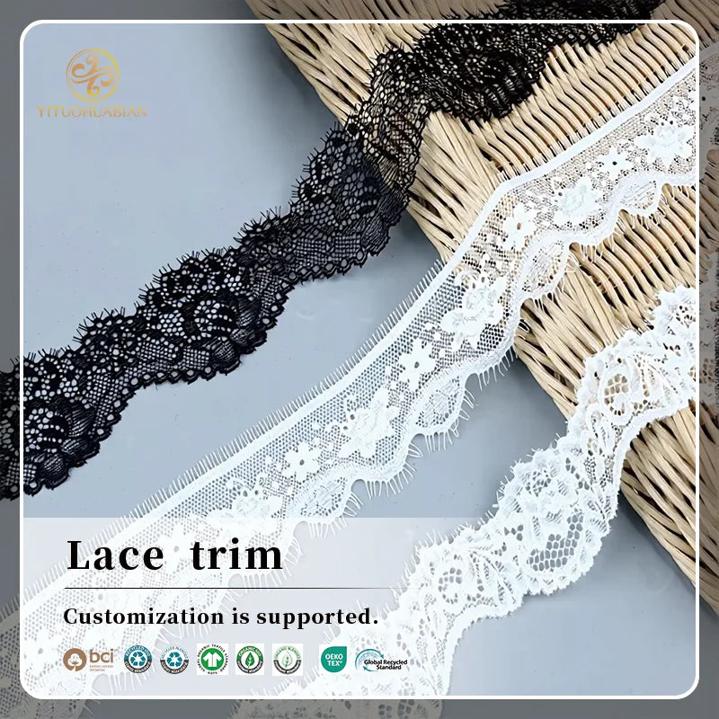 Fancy Ladies French Lace 90% Nylon 10% Spandex Eyelash Tulle Chantilly Lace Trim for Dresses