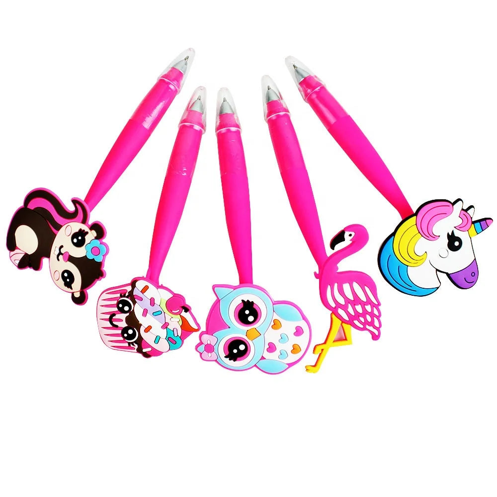 Cartoon Ballpoint Pen Novelty Silicon Animal Plant unicorn Flower Pen for Promotional Gift