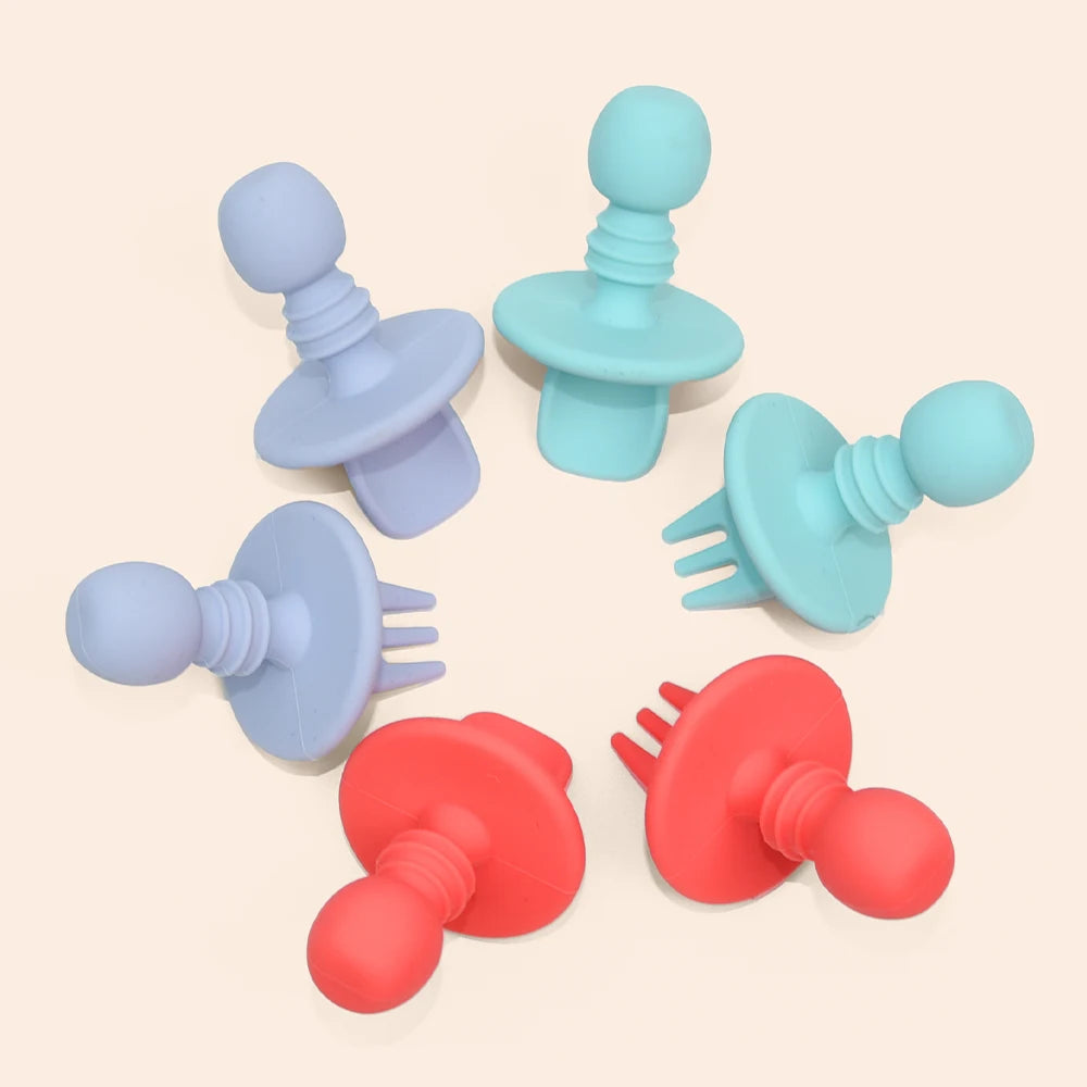 High Quality BPA Free Unbreakable First Stage Independent Feeding Set Silicone Baby Spoon Fork