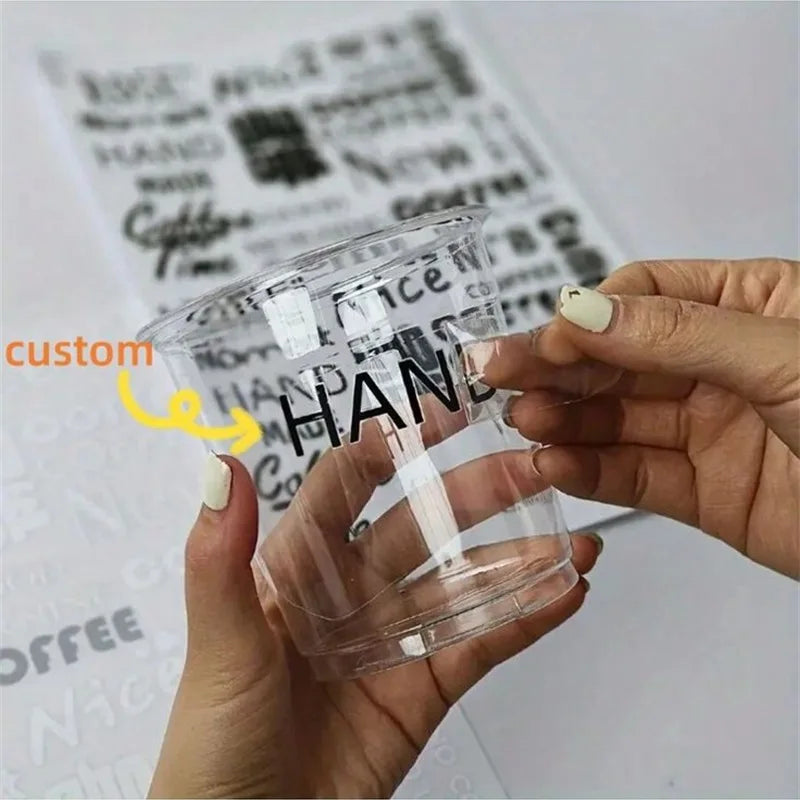 Custom Text Logo Nickel Metal Lettering 3D UV Cold Embossed Heat Transfer Waterproof CMYK Offset Printed Adhesive Stickers