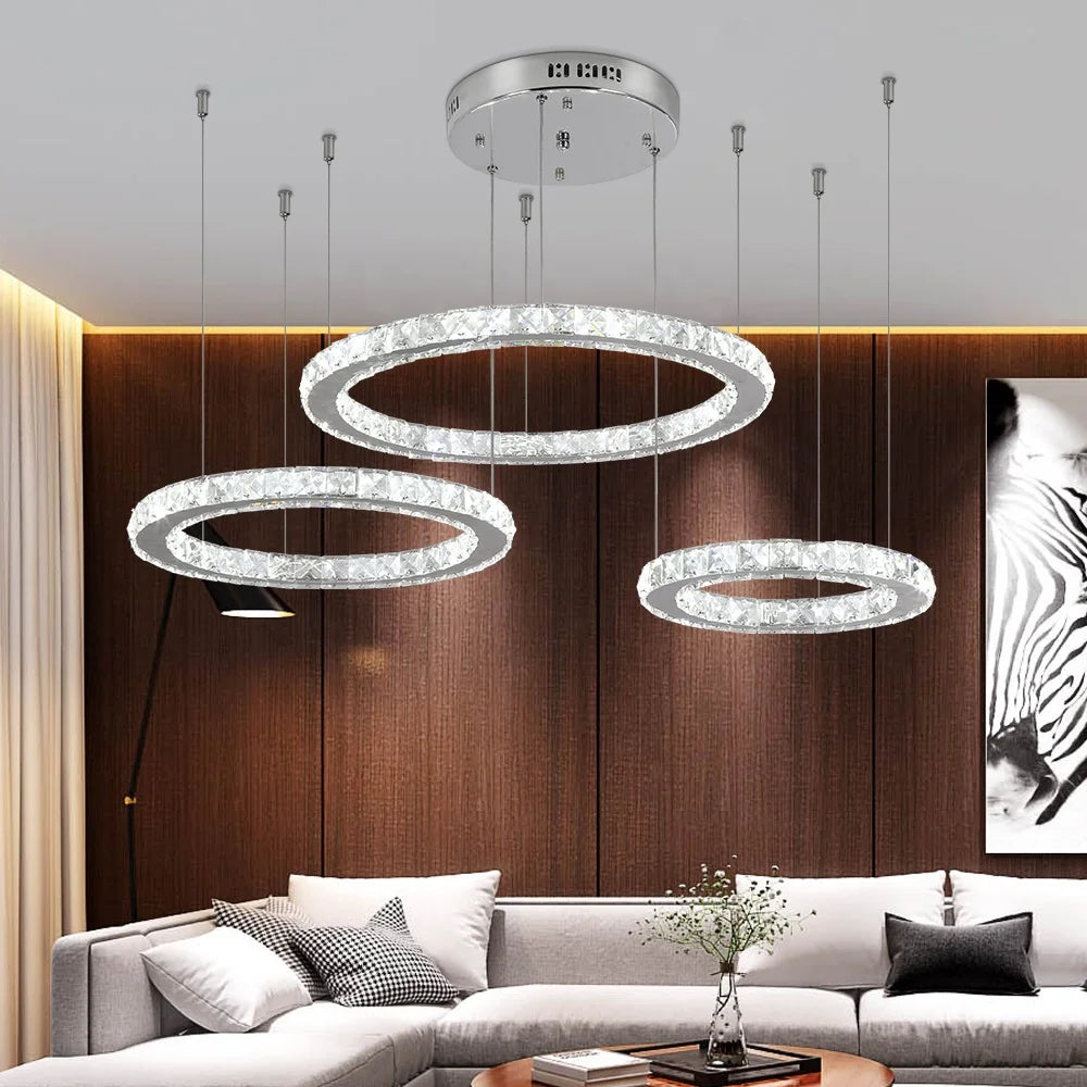 110V 240V 3000K 6000K Circle Lamp Round Chandelier Hanging Pendant Lighting