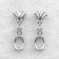 Sterling Silver 6*8mm Semi Mount Stud Eardrops Empty Frame Support Blank Setting S925 Base Without Center Stone DIY for Inlay