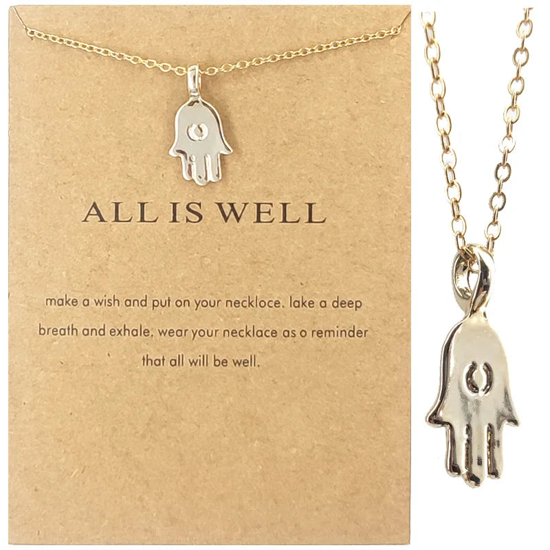 Wholesale Fashion Hasma Hand Pendant Necklace with Card Packing