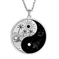 21 Styles Celestial Mystic Yin Yang Meaning Love with Landscape Monoline Badge Sun and Moon Stainless Steel Pendant Necklace