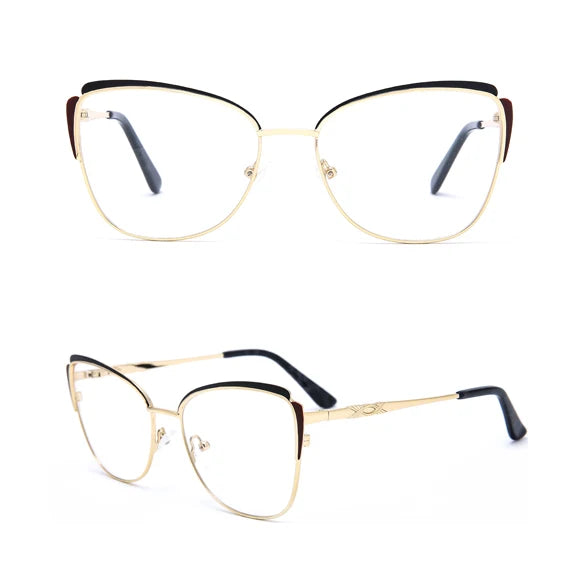 8479 High-End Double-Colors Eyeglasses Frame Clear Cat-Eye Metal Optical Glasses Acetate Tip Eyewear 2025