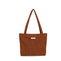 YIMYIK Ins Hot-selling Plain Shoulder Bag Letter Brown Reusable Corduroy Shopping Tote Bag