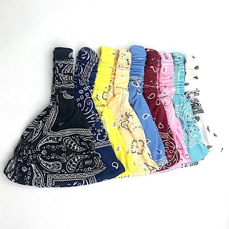 Custom Women's Black Sports Hairband Cotton Elastic Cashew Pattern Sweat Absorbing Headband for Girls