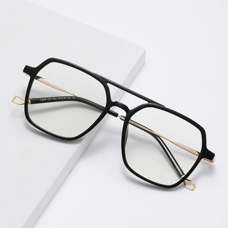 Wholesale Anti Blue Light Men Glasses Frame TR90 Eyeglasses Frame Double Bridge Optical Frame Ready Stock