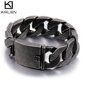 KALEN Oxidation Black Chain 316L Stainless Steel Charm Bracelet Mens