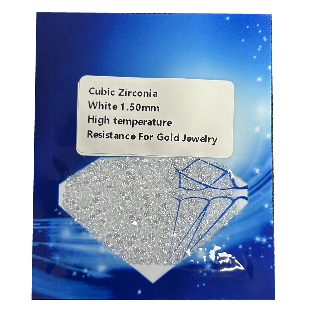 Wholesale 0.8-10mm 6A Quality White CZ High Temperature Resistance Cubic Zirconia Stone for Yellow Gold Jewelry Making