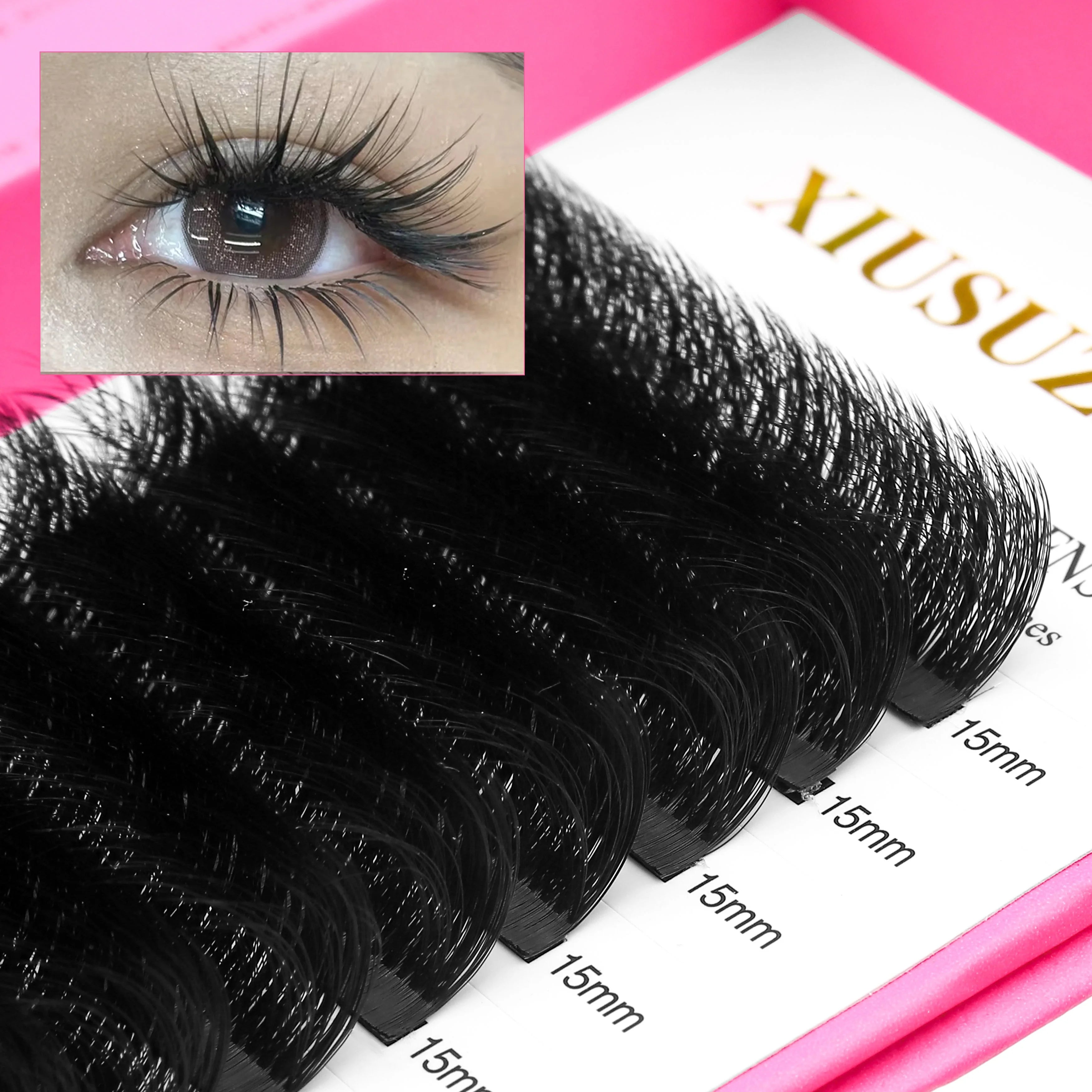 XIUSUZAKI New Style 3D Fluffy Effect Camellia Lashes Messy Solid 4D Multi-Layer Wild Fluffy Individual Eyelash Extension