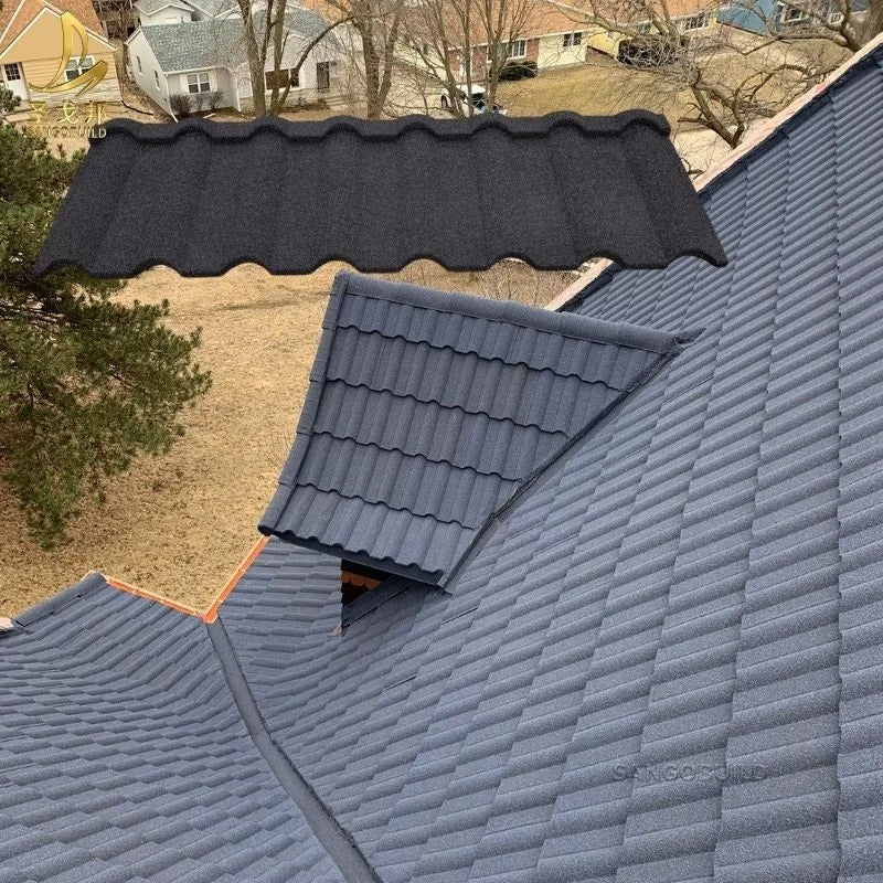Decorative Classic Type /Bond Type Stone Coated Metal Villa Roof Tile Building Construction Material