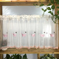 Xinlan Rod Pocket Short Curtain Valance Tier Cafe Kitchen Bookshelf Hotel Cute Swan Embroidery Small Roman Curtain