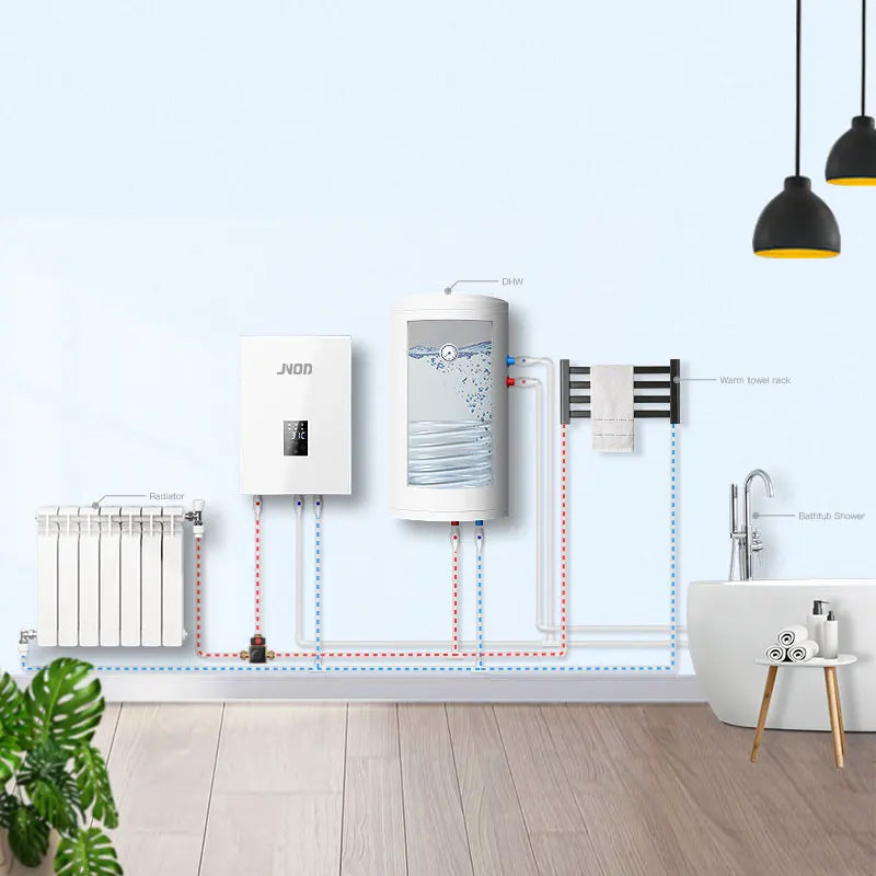 JNOD Electric Central Heating Boiler Connected to the External Water Tank for Water Heating