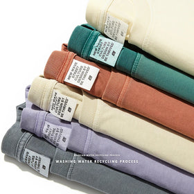 Spring and Summer Heavy Wash to Do Old Solid Color T-shirt Hip Hop Fashion Brand Japanese Casual Men's Short-sleeved T-shirt