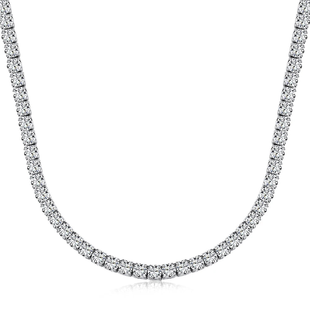 Dylam New Arrival Luxurious Tennis Necklace 4.0mm Round 5A Cubic Zirconia Sparkling Tennis Chain for Women
