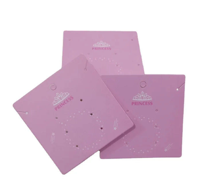 Custom Eco-Friendly Paper Card Printing LOGO Gold Hot Stamping PVC Flocking Hanging Jewelry Accessories Earring Display Bags