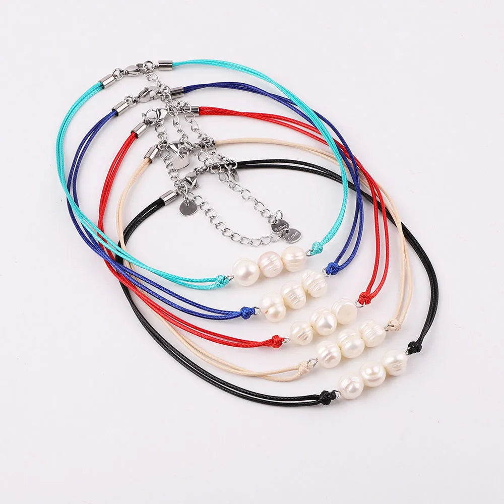 New Design Stainless Steel Freshwater Pearl Pendant Choker Necklace for Women JNK9370