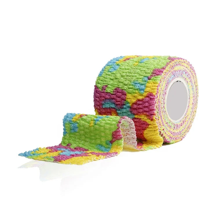 Pink Yellow Camo Finger Weightlifting Tape Sports Club EAB Elastic Adhesive Bandage