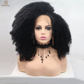 Black Lace Wig Afro Kinky Curly Synthetic Lace Front Wig Daily Long Glueless Drag Queen/Cosplay Wigs for Black Women