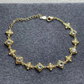 925 Sterling Silver Round Cut Natural Aquamarine Gemstone Bracelet for Girls New Design Hand Fashion Rhodium and Gold Plated