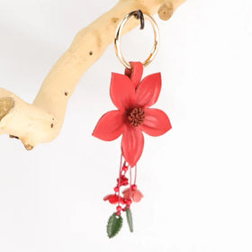 Boho PU Leather Key Chains Flower Women Bag Charm Pendant Accessory Car Keyrings Tassel Keychain Genuine Leather Flower Keychain