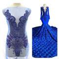WDP-245-1 Keering Dress Panel Handmade Black Strass Navy Blue Crystal Applique Rhinestone Patch Decoration Wedding