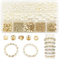 720 Pcs Plastic Pearl Beads Set for DIY Handmade Beaded Bracelet Earring Necklace with Jewelry Findings Bead Caps
