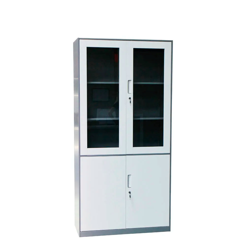 Double Glass Door Steel Filing Cabinet With 2 Drawer Storage Practical Metal Medical Instrument Hanging Cabinet With Thin Frame