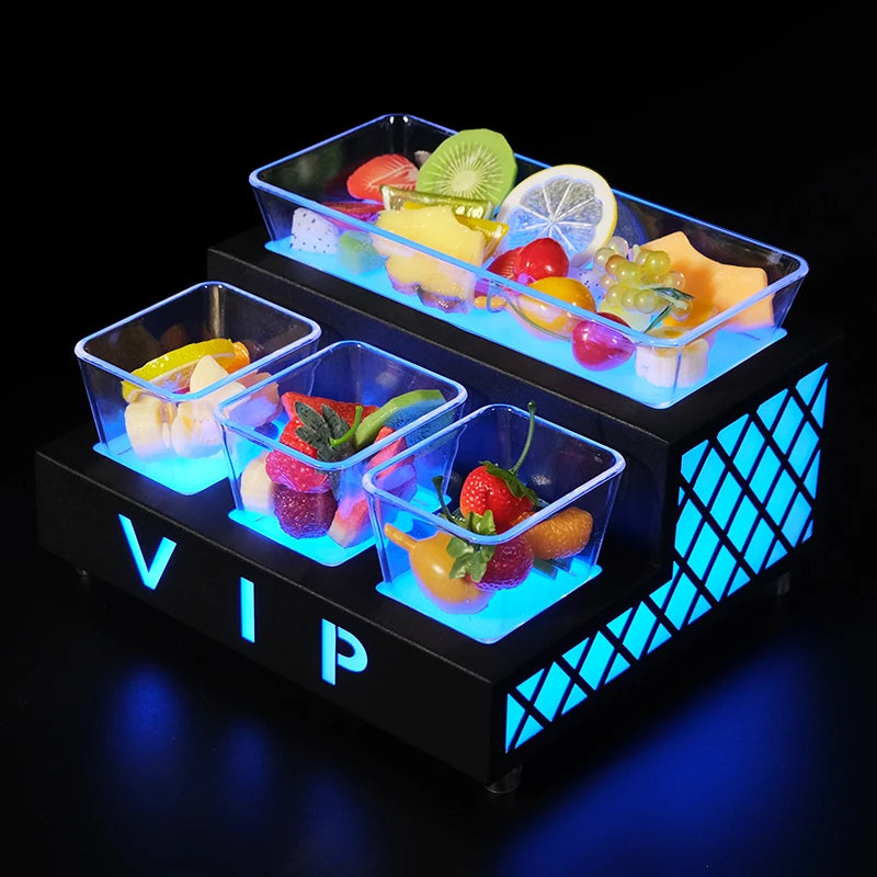 VIP LED Fruit Serving Tray Snack Dish Plate LED Fruit Plate  Square LED Fruit Tray for Bar KTV Nightclub