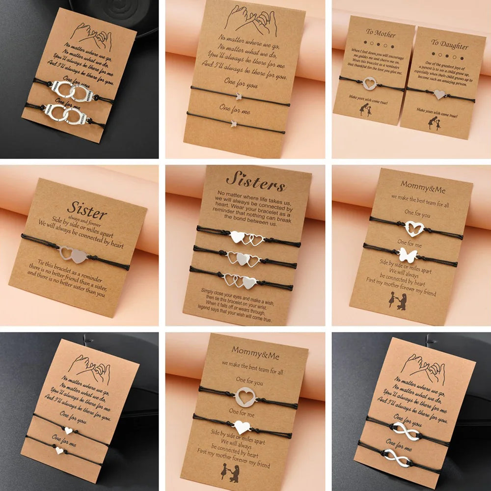 Stainless Steel Charm Bracelet Mother Daughter Key Arrow Life Tree Music Butterfly Heart Compass Cross Stars Couple Bracelets