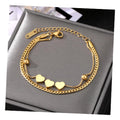 VKME Fashion New Design Heart Multi Layered Letters Gold Plated Stainless Steel Bracelet for Valentine Day Gift