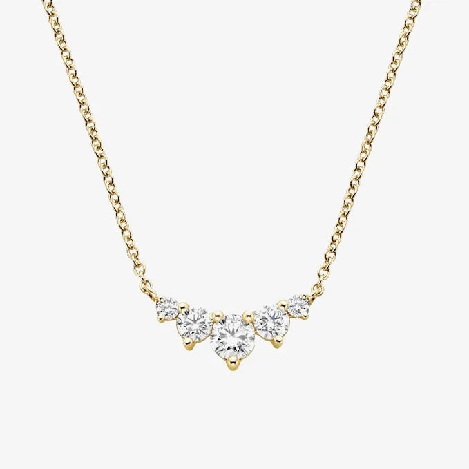 Diamond CZ Cluster 925 Sterling Silver Jewelry Women Gold Plated Multi Stone Pendant Necklace