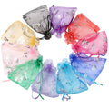 7x9cm Drawstring Silver Butterfly Organza Bag for Jewelry