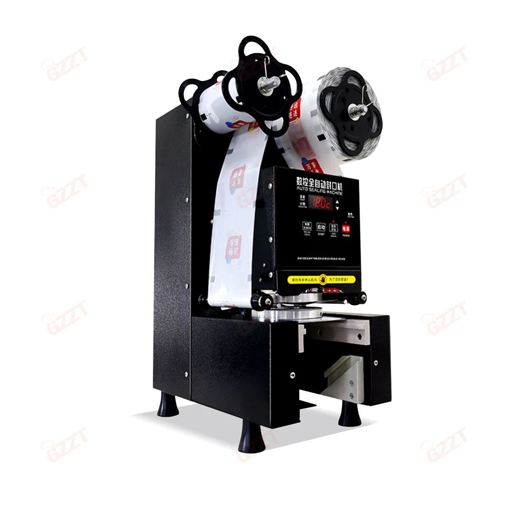 Commercial Digital Full Automatic Bubble Tea Plastic Cup Paper Cup Sealer Electric Tabletop Plastic Milk Cup Sealing Machine