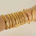 Hot Selling Snake Twisted Chain Bracelet PVD 18K Gold Plated Bangle Bracelet Adjustable C Shape Stainless Steel Bangle