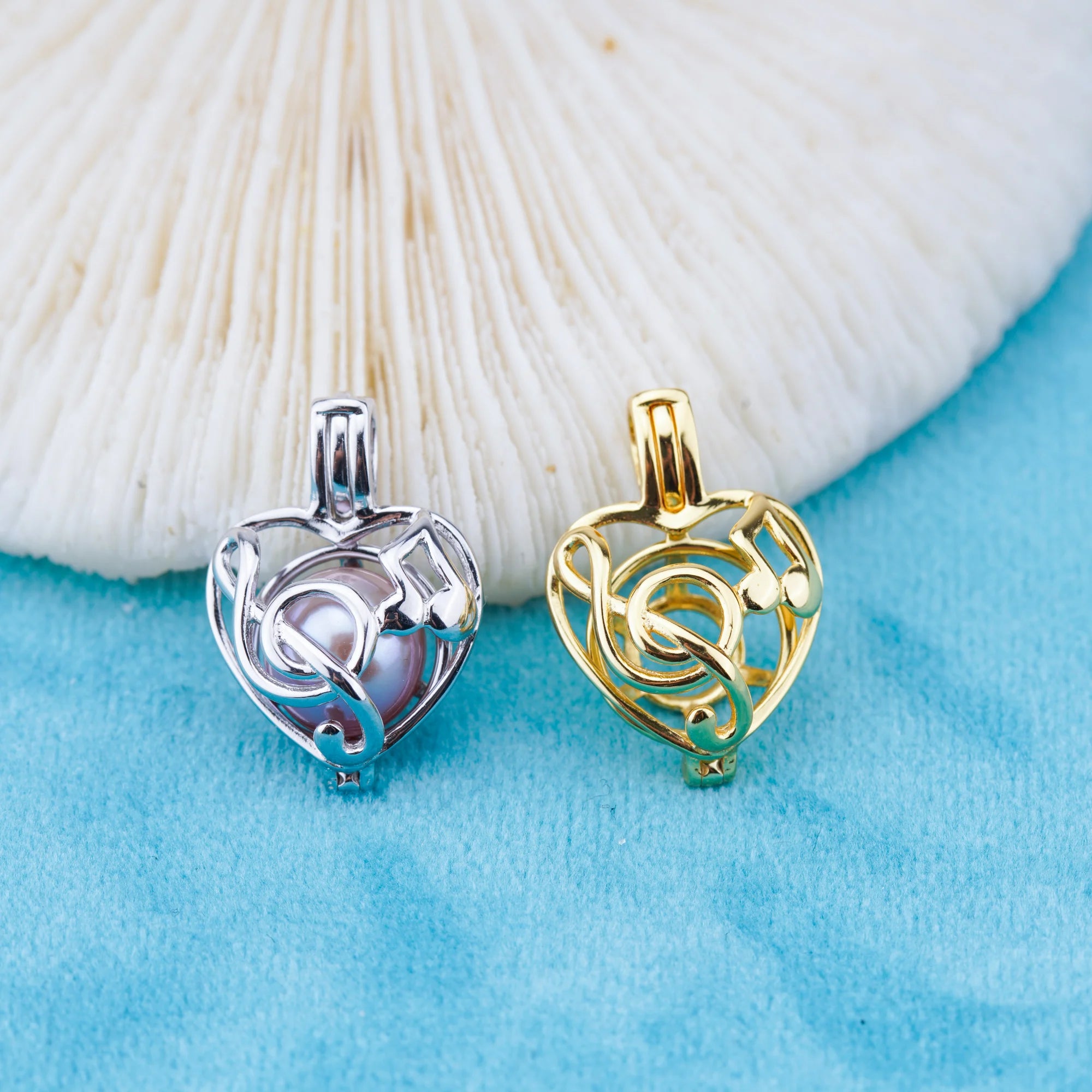 C030118 Sterling Silver Freshwater Pearl Cage Pendant Necklace Jewelry Locket for Pearl Party