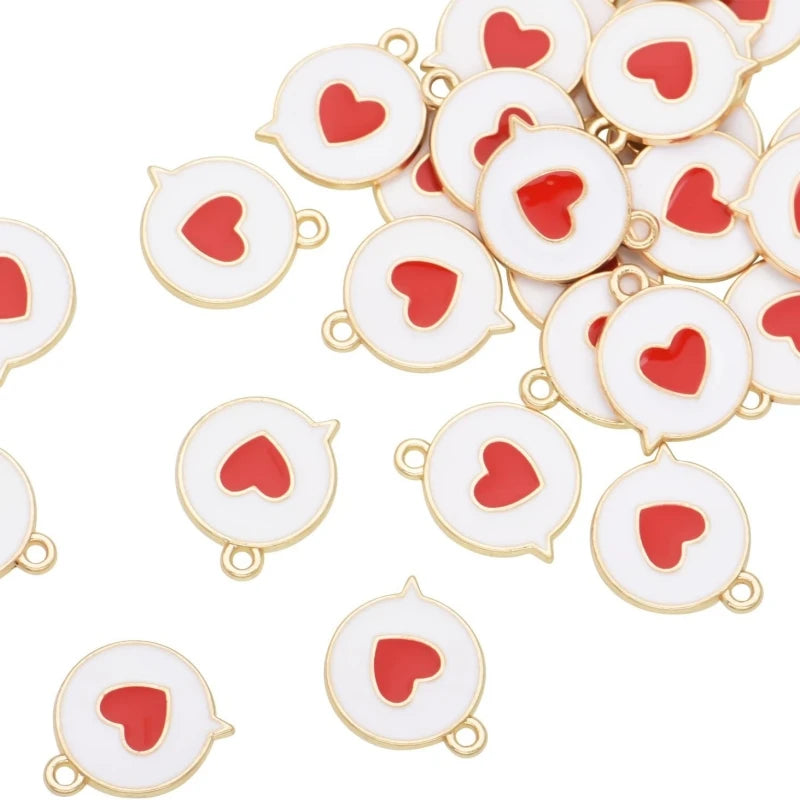 Heart Message Enamel Charms Gold Plated Colored Pendants for Necklace Bracelet Jewelry Making DIY Crafting