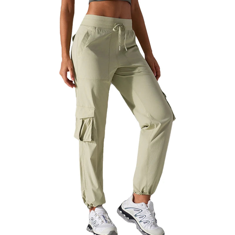 Women's Casual Elastic Waistband Sports Pants Loose Yoga Fitness Design with Ankle Binding Wide Leg Two-Piece Pants for Summer