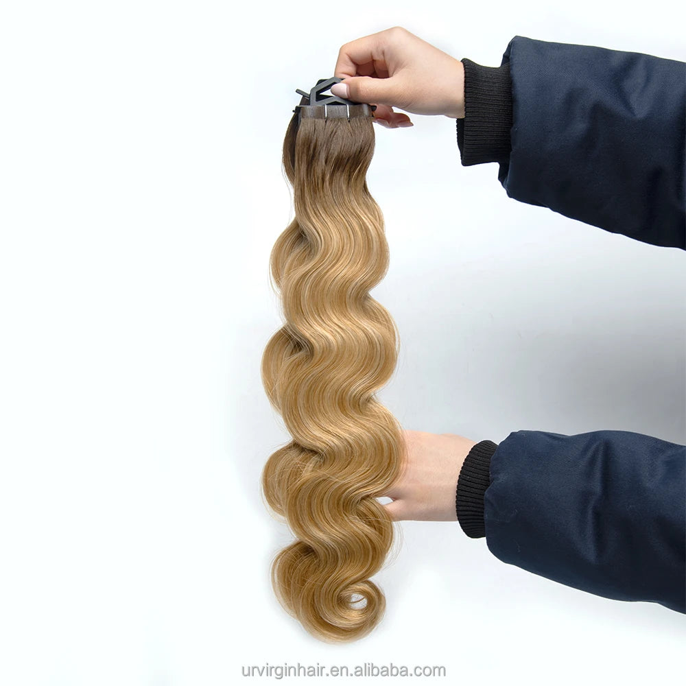 Ready to Ship Hot Sale Best Quality Tape in Hair Extensions Tape Ins Weft Cuticle Aligned Double Drawn Tape Hair Body Wave
