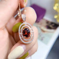 Factory Supply 925 Sterling Silver 18K Rose Gold Plated Natural Garnet Pendant Necklace Fine Pendants & Charms for Teen Girls