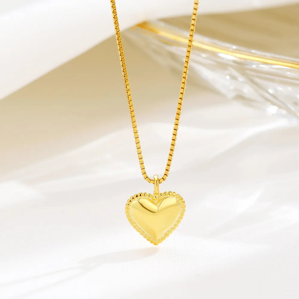 Merryshine 925 Sterling Silver 18k Gold Plated French Style love Symbol Heart Pendant Necklace for Women