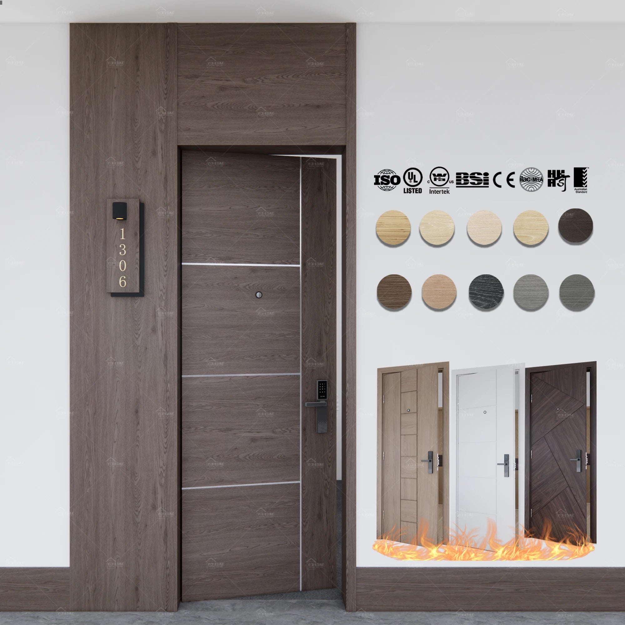 China Top Factory Modern Style Fire Proof Door 60 90 Min Fire Resistant AS 1905 Fire Door Manufacturing