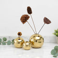 Liviceramic Porcelain Golden Flower Vase Round Luxury Flower Vase for Home Living Decoration