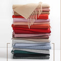 Factory Wholesale 100% Wool Scarf 200*70cm Large Shawl Women's Pure Wool Scarf Autumn Winter Solid Color Tassel Warm Wool Scarf
